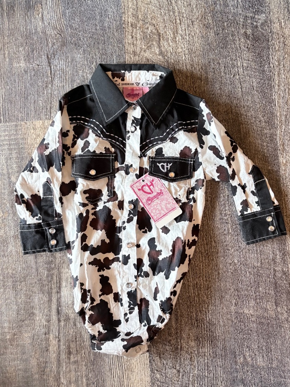 Cowgirl Hardware Cowprint Infant Onesie - 12m
